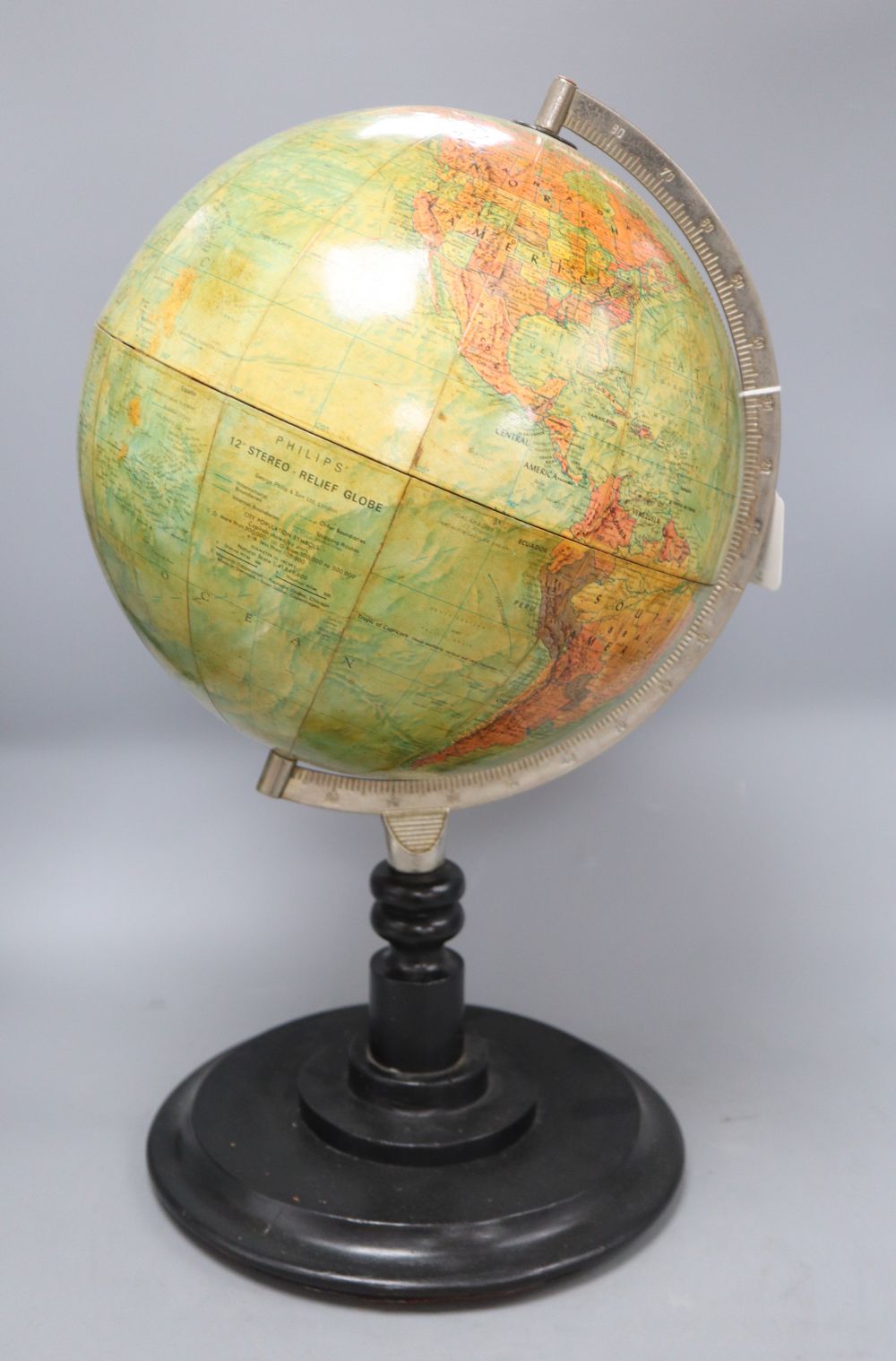 A Philips 12inch stereo relief globe by George Philip & Son